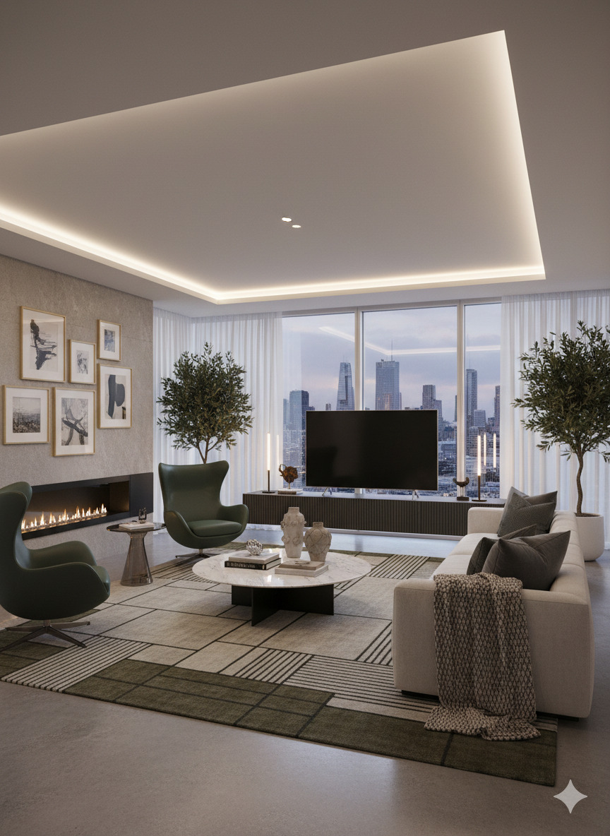 Modern luxury living room with premium interior styling